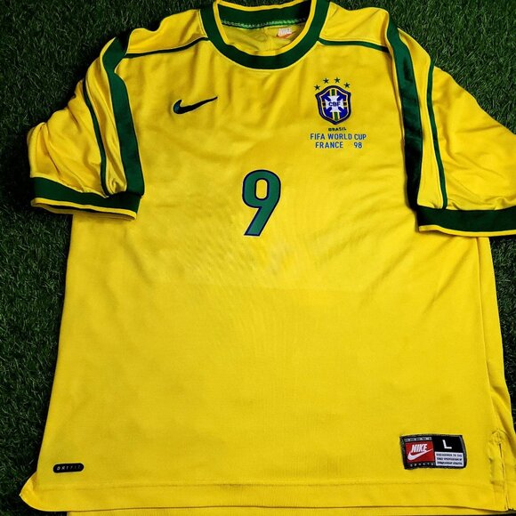Ronaldo Brazil 1998 WORLD CUP Nike Home Soccer Jersey Shirt L - Picture 1 of 8